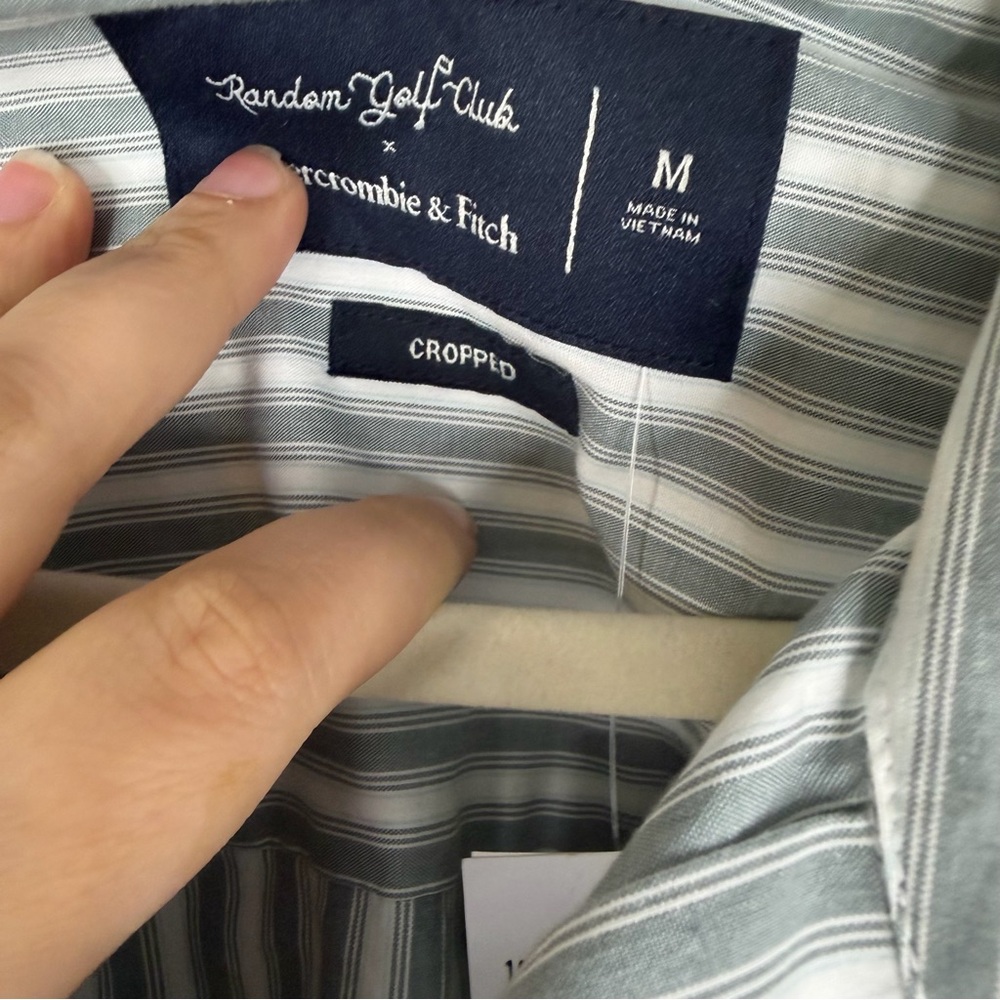 Sz M Random Golf Club x Abercrombie Green Striped Cropped Boxy Shirt NWT $70 - Picture 6 of 10